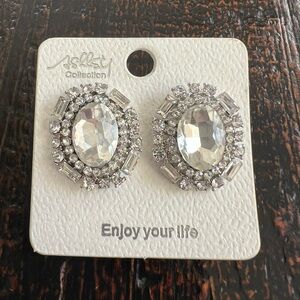 Ashley Collection Oval Rhinestone Stud Pierced Earrings Formal